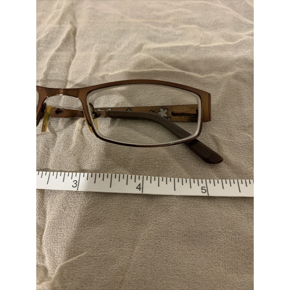 chelsea morgan eyeglasses Frames Woman's Metal Brown Flower Cut Backs EUC - Picture 2 of 12